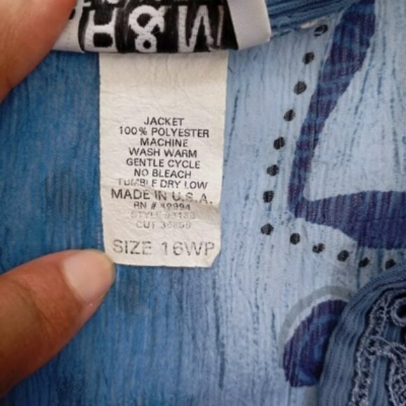 R&M Richards Petite 2-Piece Blue Dress & Jacket Set Size 16WP Abstract Pattern - Picture 4 of 16